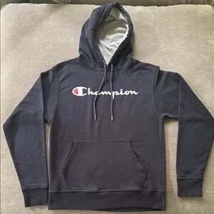 Champion Men’s Small Dark Blue Hoodie with Logo